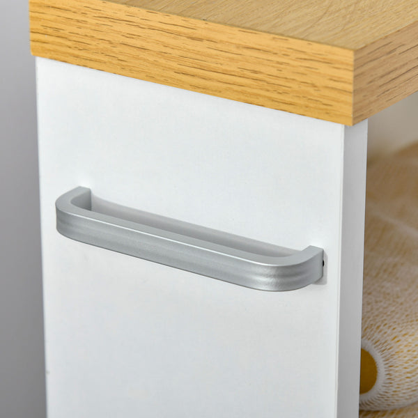 English Elm kleankin Slim Bathroom Cabinet on Wheels with 3 Shelves, Narrow Space Saver, Water-Resistant White, 26.5" H W2225P173988