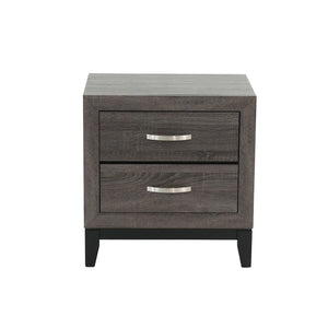 English Elm Two-Tone Wooden Nightstand with Two Drawers, Contemporary Grey Finish, Stylish Bedside Storage and Charm Grey+Black B016P251357