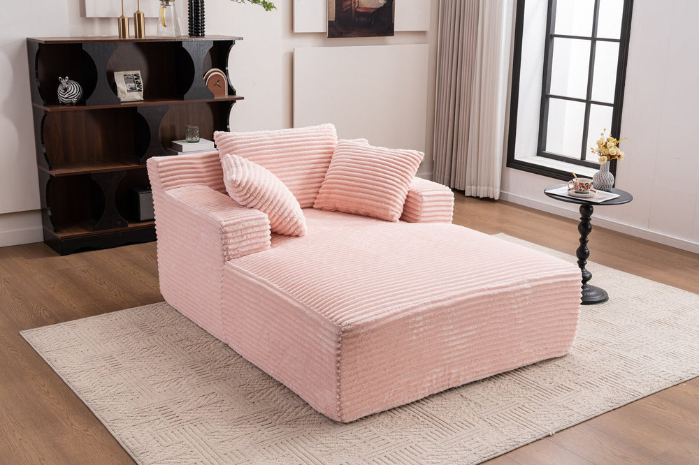 English Elm Oversized Corduroy Chaise Longue Sofa Bed Pink — Deep Seat Sleeper, No Assembly, Modern Lounge Comfort W1752P290577