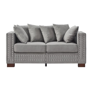 English Elm Modern Velvet Loveseat With Silver Nailhead Trim – Stylish, Compact, And Comfortable For Any Space W1097S00183