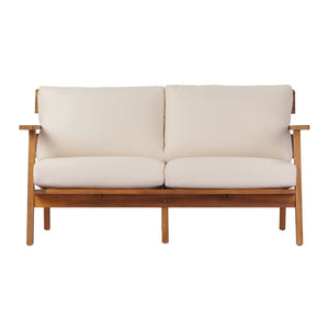 English Elm 4-piece Acacia Wood Outdoor Conversation Set Mid-century Patio with Quick-dry Cushions N767P359942T