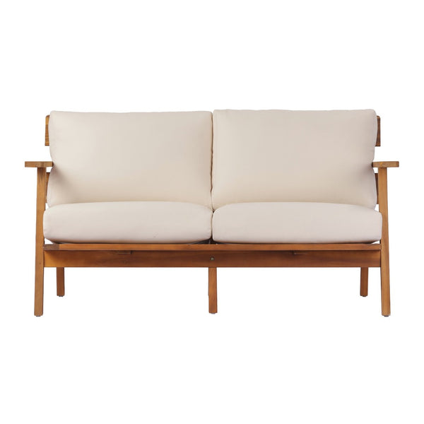 English Elm 4-piece Acacia Wood Outdoor Conversation Set Mid-century Patio with Quick-dry Cushions N767P359942T