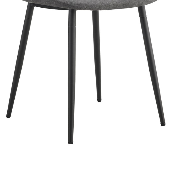 English Elm Table Set: 71" Walnut Grain Dining Table With 8 Dark Gray Linen-Cotton Chairs For Modern Homes W1151S04295-GIGA