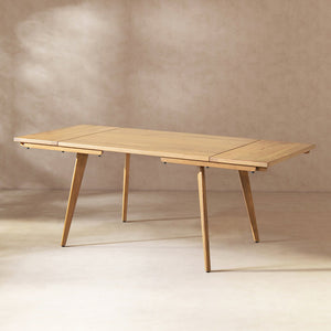 English Elm Jennifer Taylor Home - Capri Solid Red Oak Extendable Dining Table 47–78.5" Seating 4–6, Mid-Century Tapered Legs, Grain Finish Brown B2719P395575