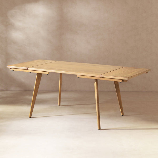 English Elm Jennifer Taylor Home - Capri Solid Red Oak Extendable Dining Table 47–78.5" Seating 4–6, Mid-Century Tapered Legs, Grain Finish Brown B2719P395575