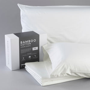 English Elm Bamboo Cotton Blend Sheet Set Breathable Moisture Wicking Soft Viscose Adjustable Base Ivory B180P172127