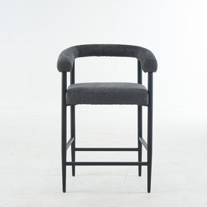 English Elm Modern Upholstered Bar Stools with Boucle Fabric and Armrests, Sturdy Metal Frame, Ergonomic Comfort DARK GREY W1901P264275