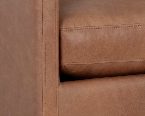 Sunpan PORTMAN Swivel Lounge Chair in Luxe Marseille Camel Leather - Modern Comfort & Style for Any Room 106586V