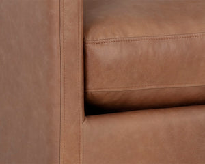 Sunpan Portman Swivel Lounge Chair - Modern Design with 360-Degree Comfort and Stylish Track Arms Marseille Camel Leather