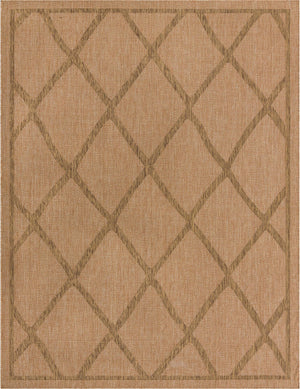 Unique Loom Outdoor Trellis Diamonds Machine Made Geometric Rug Light Brown, Brown 9' 0" x 12' 2"