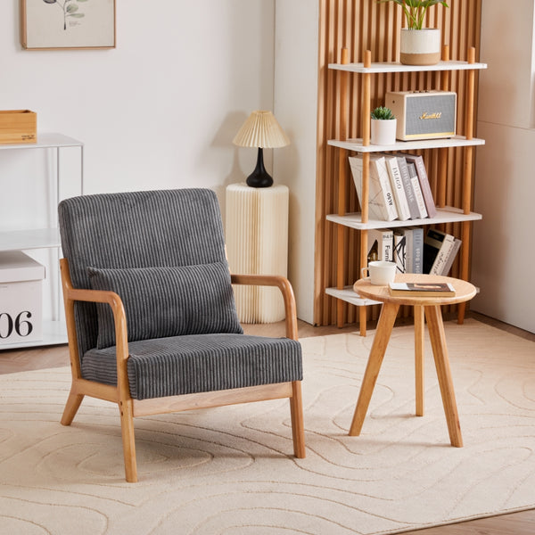 English Elm Mid-Century Accent Chair & Coffee Table Set - Vintage Luxury Design For Cozy Living Spaces & Relaxation W2989P362780
