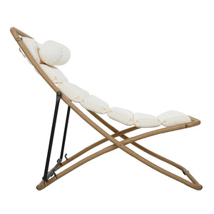 English Elm Trexm Rattan Wrapped Folding Outdoor Lounge Chair Set with Cushion and Adjustable Recline Yellow N715P428435V