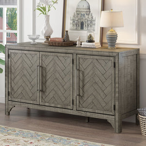 English Elm U_Style Versatile Storage Cabinet Sideboard with Solid Pine Legs, Adjustable Shelves, 275 lb Top Capacity Gray WF531505AAE