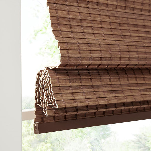 English Elm Bamboo Light Filtering Roman Shade 64"L - Eco-Friendly Natural Woven Window Treatment For Privacy B035129697