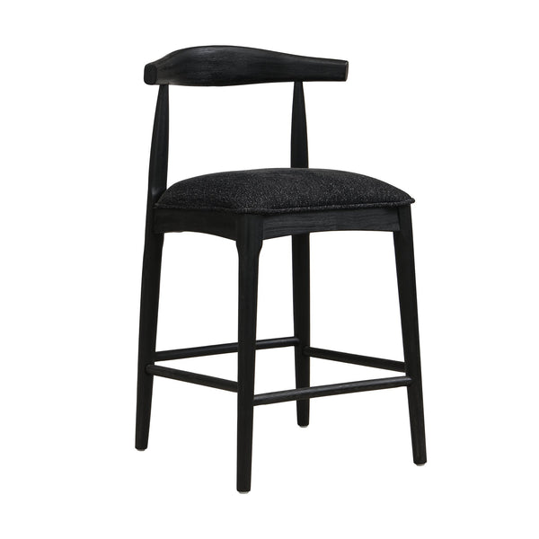 English Elm Christopher Knight Home® - COUNTER Ladder Back Farmhouse Counter Stool Set of 2 with Upholstered Seats and Tapered Rubberwood Legs Black N771P339881H