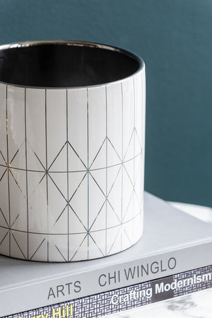 English Elm D6.3x6.3" Ceramic Planter with Modern Diamond Texture — Stylish Tabletop Pot for Indoor Greenery (7"H) W2078P391147