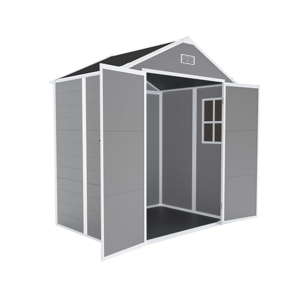 English Elm Campcraft 6x5 Ft Resin Outdoor Storage Shed with Uv Resistant Pp Panels and Lockable Door W1598S00021