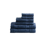 Madison Park Essentials Adrien Casual Super Soft Cotton Quick Dry Bath Towel 6 Piece Set MPE73-667 Blue