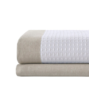 JLA Home Madison Park - Shower Waffle-Textured Stripe Curtain with 3M Scotchgard Water-Repellent Finish for Spa Bath Ambiance Taupe MP70-1483