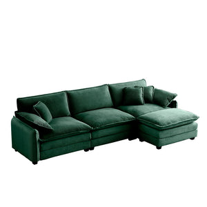 English Elm Oversize L-Shaped 3-Seater Sectional Sofa In Green Corduroy With Ottoman For Stylish Living Spaces W714S00737-GIGA