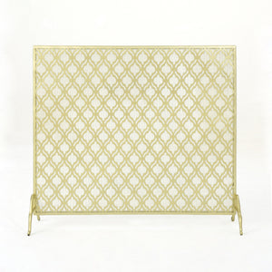 English Elm Christopher Knight Home® - FIRE Iron Single Panel Elmer Fireplace Screen — Durable Decorative Hearth Shield Protects Home Interiors Gold 61130.00GLD