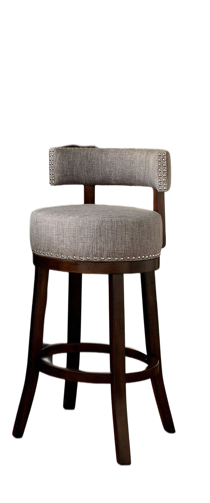 English Elm Bar Chairs Set Of 2 - Elegant Light Gray Upholstered Stools With Dark Oak Legs For Home Dining B2741P339262