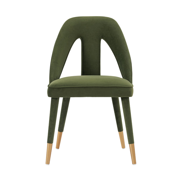 English Elm Neda Upholstered Velvet Dining Chair Olive Green – Solid Elm Frame, Gold-Tip Legs, High-Density Foam Comfort B365P397695