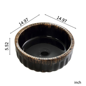English Elm 15"x15" Ceramic Vessel Sink Gold Rim Gloss White Basin for Modern Bathroom Vanity W3402P435611