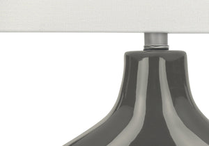 English Elm Lighting, Sculptural Dark Grey Ceramic Table Lamp with Ivory Shade Modern Accent B2710P461829