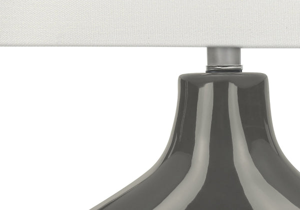 English Elm Lighting, Sculptural Dark Grey Ceramic Table Lamp with Ivory Shade Modern Accent B2710P461829