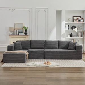 English Elm 106" Cloud Sectional Couch - Left Facing Chaise, Deep Seat Modular Sofa In Gray, No Assembly Needed! W1143S00023