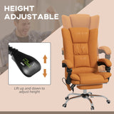 English Elm Vinsetto Executive Massage Office Chair With 4 Vibration and Heat, 3 Modes, Pu Leather Swivel Chair With Adjustable Height, Reclining Back, and Footrest, Light Brown