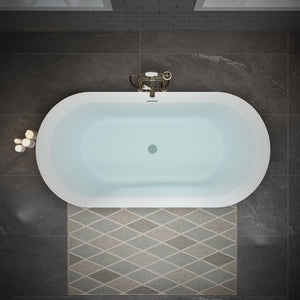 English Elm 55" Acrylic Freestanding Soaking Tub Glossy White Spa Style Deep Basin Bath W1920P386230