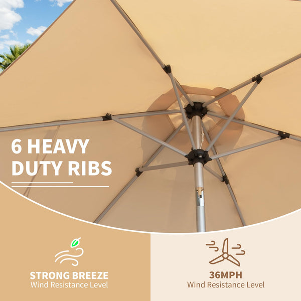 English Elm 7.5FT Patio Umbrella with Crank & Tilt, UV & Water-Resistant 180G Polyester Canopy, Vent Top Beige W1859P195949