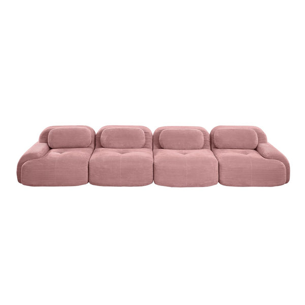 English Elm 4-seat Modular Corduroy Sectional with High-resilience Foam Pet Friendly Bedroom Sofa W714S01410