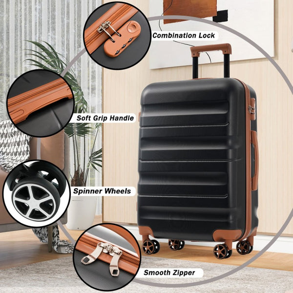 English Elm Hardshell Abs Four Piece Spinner Luggage Set with Tsa Lock and Packing Cubes N730P262653B