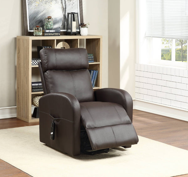 English Elm Ricardo Brown Synthetic Leather Power Lift Recliner For Effortless Comfort & Supportive Design B2726P279127-GIGA