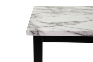 English Elm Modern White and Espresso 5pc Dining Set with Faux Marble Top, Upholstered Faux Leather Chairs, Sleek Finish B011P373217