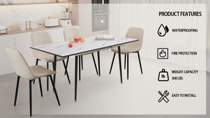 English Elm 47"-63" Extendable Mdf Dining Table Set For 2-6, Chic Beige Chairs, Modern Style, Space-Saving Design W2189S00205