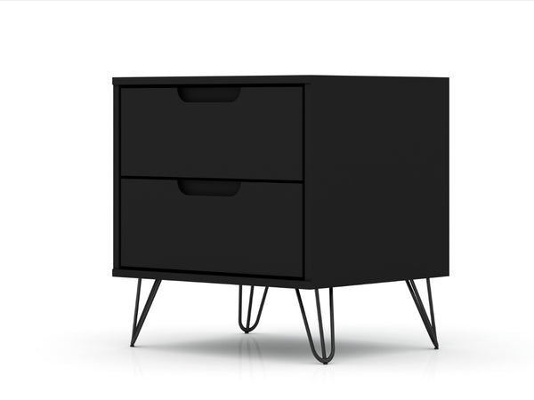 English Elm Rockefeller 20" Modern Nightstand In Black - Sleek 2-Drawer Storage With Custom Handle Options B365P398159-GIGA