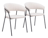 Josephine Dining Chair - Set of 2 Cream 109669 Zuo Modern