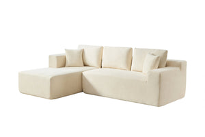 English Elm Beige Compressible Chenille Sofa with Space-Saving Vacuum Packaging, Easy-Clean, Fluffable Comfort Beige B102S00087
