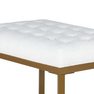 English Elm Metal X-base Bench Tufted Navy Velvet Seat Gold Frame Bedroom Entryway Glam White+Gold B056P417120