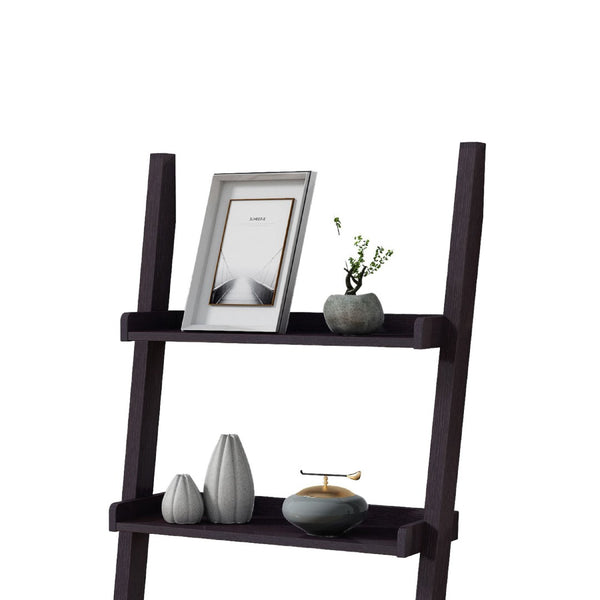 English Elm Accent Leaning Ladder Bookcase Five Tier Warm Cocoa Finish for Living Room Office B056P416988