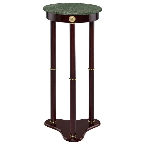English Elm Elna Merlot Round Top Accent Side Table with Marble Inset Plant Stand 27.5" High Elegant Decor B062P328632