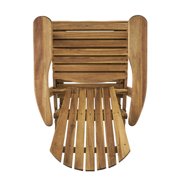 English Elm Malibu Acacia Wood Reclining Adirondack Chair with Built-in Footrest for Outdoor Lounging 57345.00NTLS
