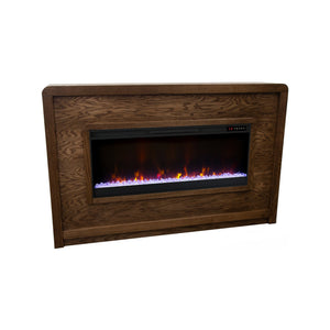 English Elm Haven 92 inch Fireplace Mantel with 42" Electric Insert, Oak Bourbon Finish, Remote & Quick Install B108P364423