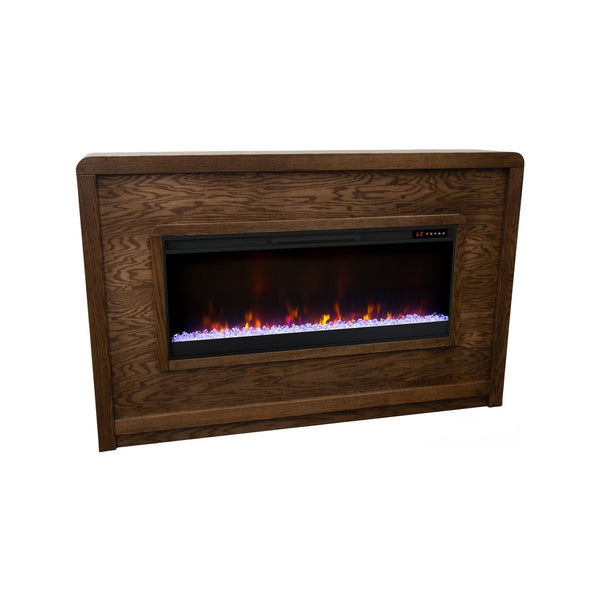 English Elm Haven 92 inch Fireplace Mantel with 42" Electric Insert, Oak Bourbon Finish, Remote & Quick Install B108P364423