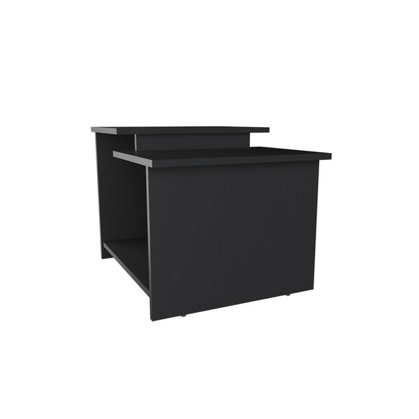 English Elm Sedalia Black Coffee Table with Dual Storage Compartments, Engineered Wood, Sleek Durable Design B092P269937
