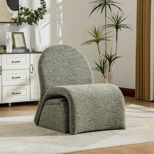 English Elm 24.8 Inch Chenille Armless Accent Chair with Matching Storage Ottoman for Any Room Green W3098P451470